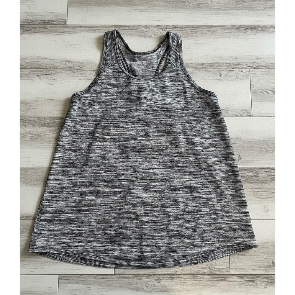 Avia Womens Space Dye Racerback Tank Top Gray Cross Back Keyhole DNL37058 Size M